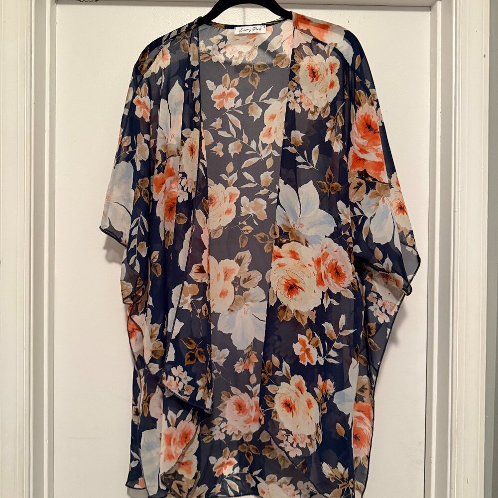 Sheer Floral Open-Front Drape